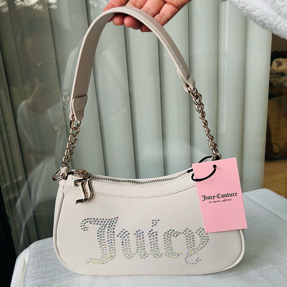 Juicy Couture Obsession Shoulder Bag - Angel White with Rhinestone Logo NWT - Picture 10 of 10